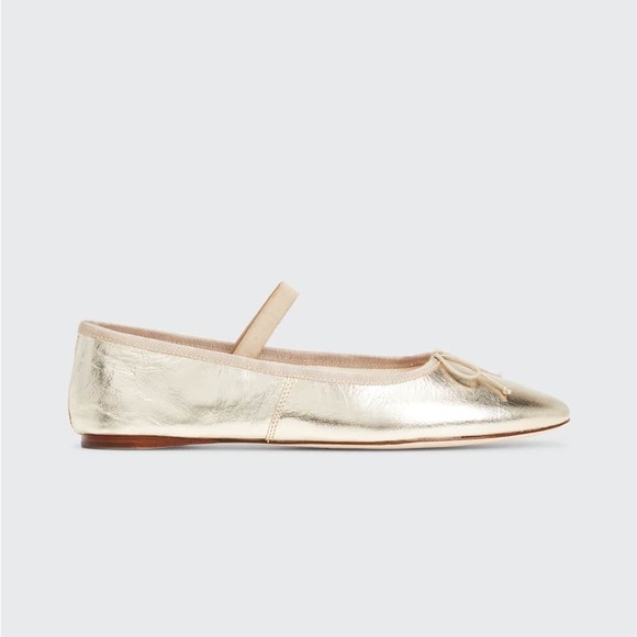 Loeffler Randall Shoes - Loeffler Randall Metallic Gold Leather Mary Jane Flats